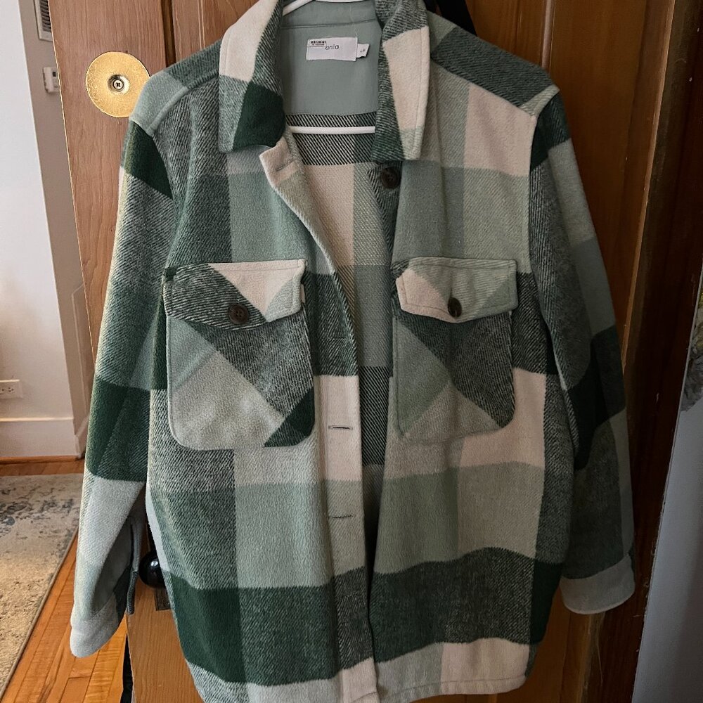 Onia Forest Green Checkered Shacket (L)